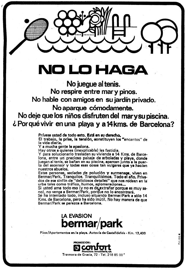 Anunci de l'edifici BERMAR PARK de Gav Mar publicat al diari LA VANGUARDIA el 22 de mar de 1975